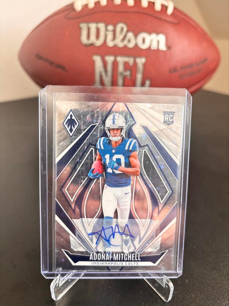2024 Panini NFL - Adonai Mitchell RC Auto International Star, Ophalen of Verzenden, Zo goed als nieuw, Plaatje