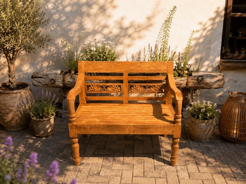 Teak houten stationsbank, Tuin en Terras, Tuinbanken, Ophalen of Verzenden, Nieuw, Teakhout