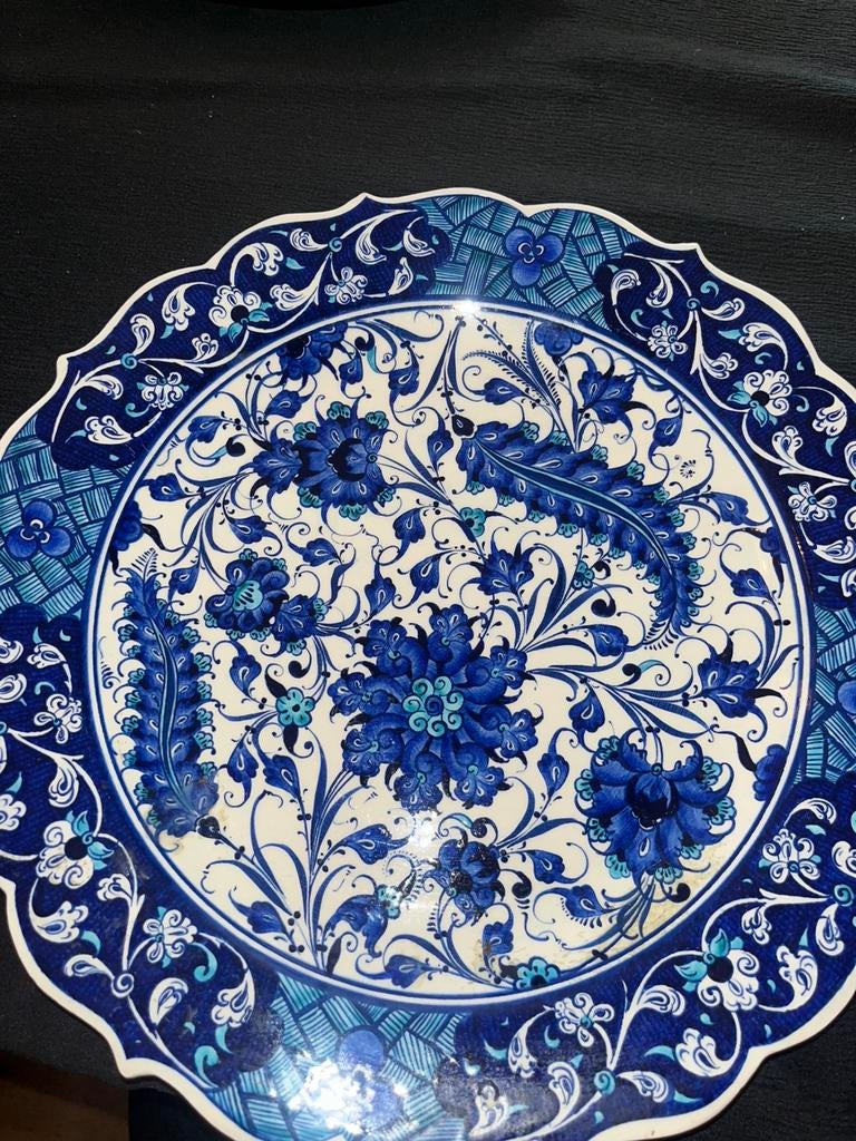 Keramische serveerschaal Blauw wit Iznik stijl - 30cm, Ophalen