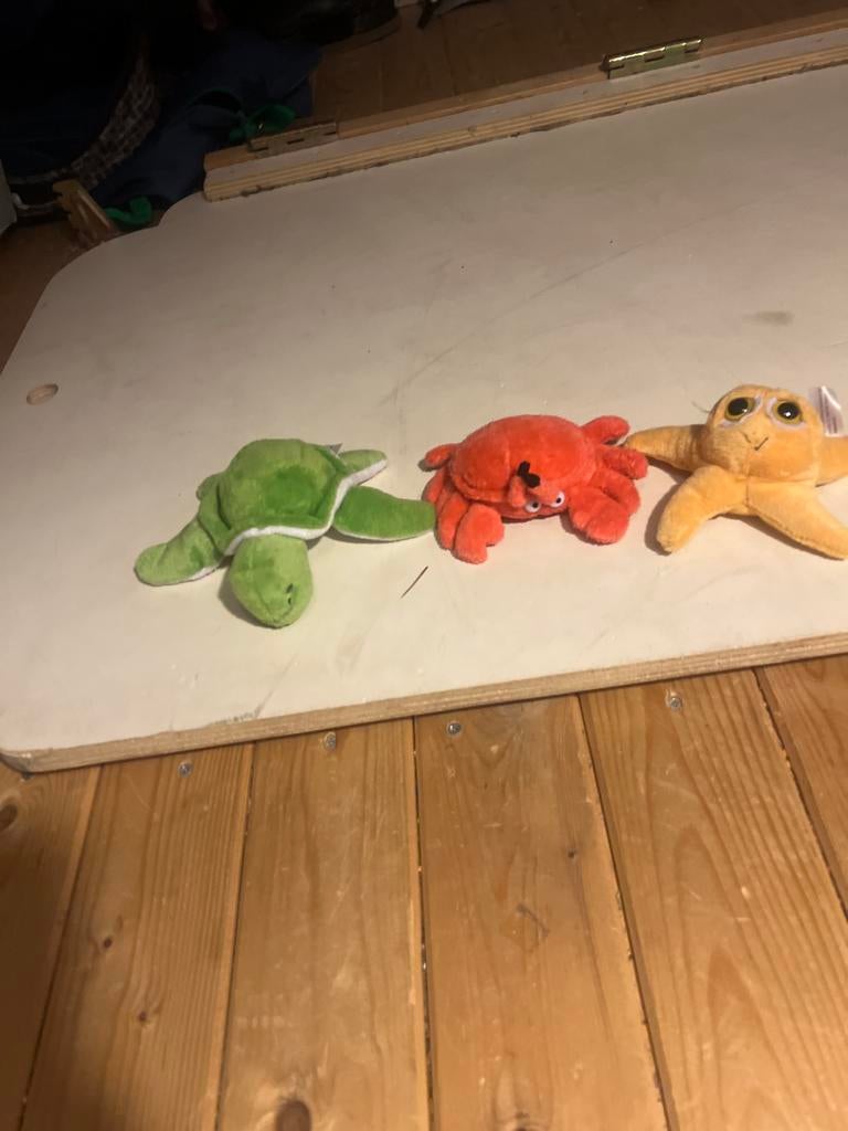 Leuke knuffels: schildpad, krab en zeester, Overige typen, Ophalen of Verzenden, Klein (minder dan 20 cm), Gebruikt
