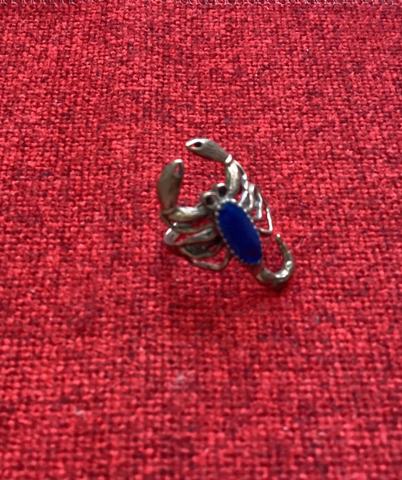 Unieke Schorpioen Ring met Blauwe Steen, Sieraden, Tassen en Uiterlijk, Ringen, Gebruikt, Blauw, Ophalen of Verzenden, Dame of Heer