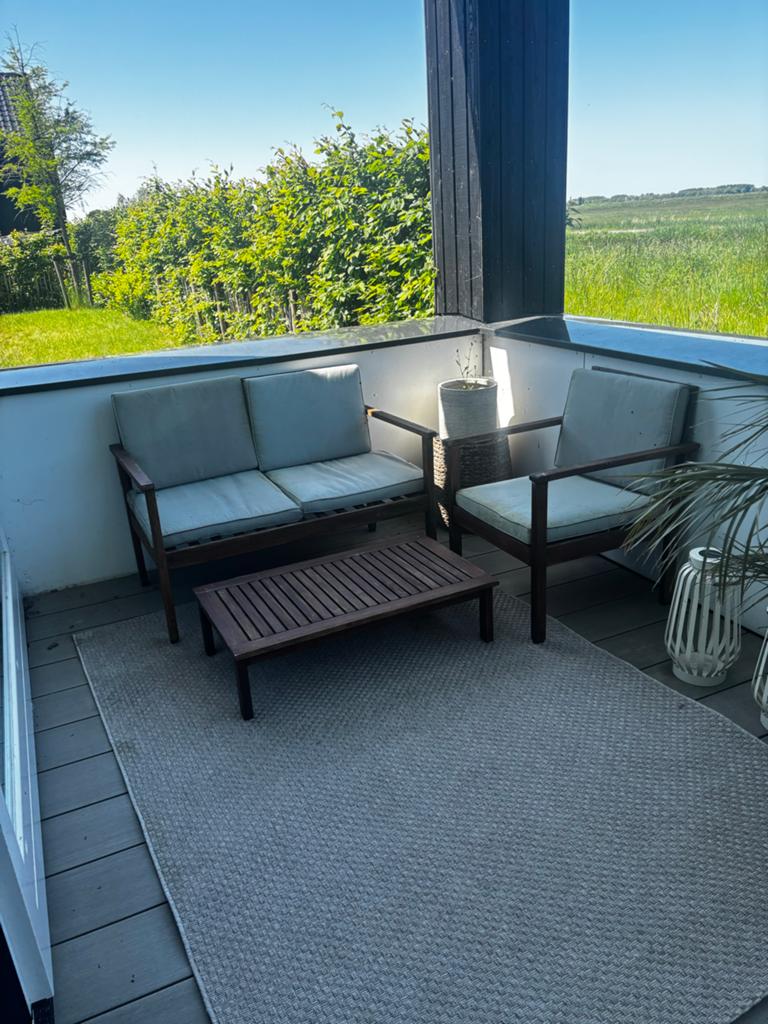 Houten Loungeset met Kussens - 3 Zitplaatsen, Tuin en Terras, Ophalen, 4 zitplaatsen, Gebruikt, Loungeset