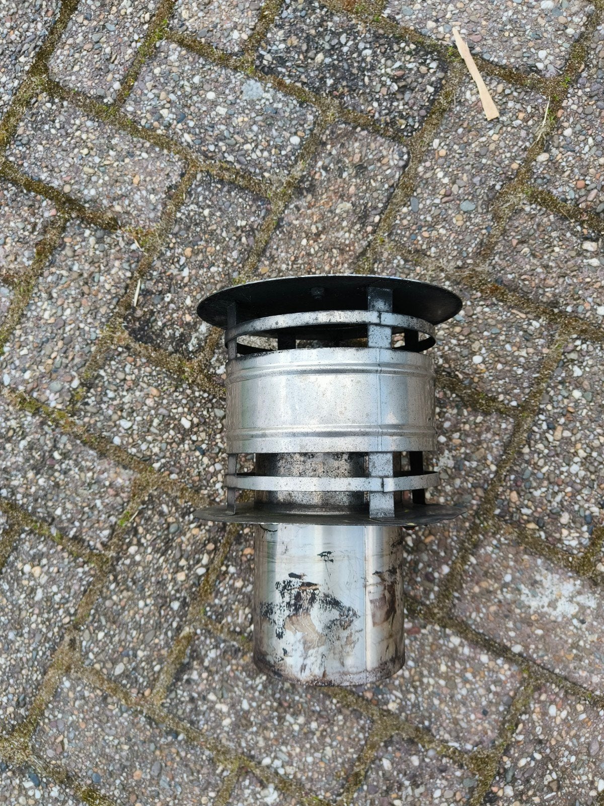RVS Trekkap met veegluik Ø 125 mm, Ophalen, Vrijstaande haard, Houthaard