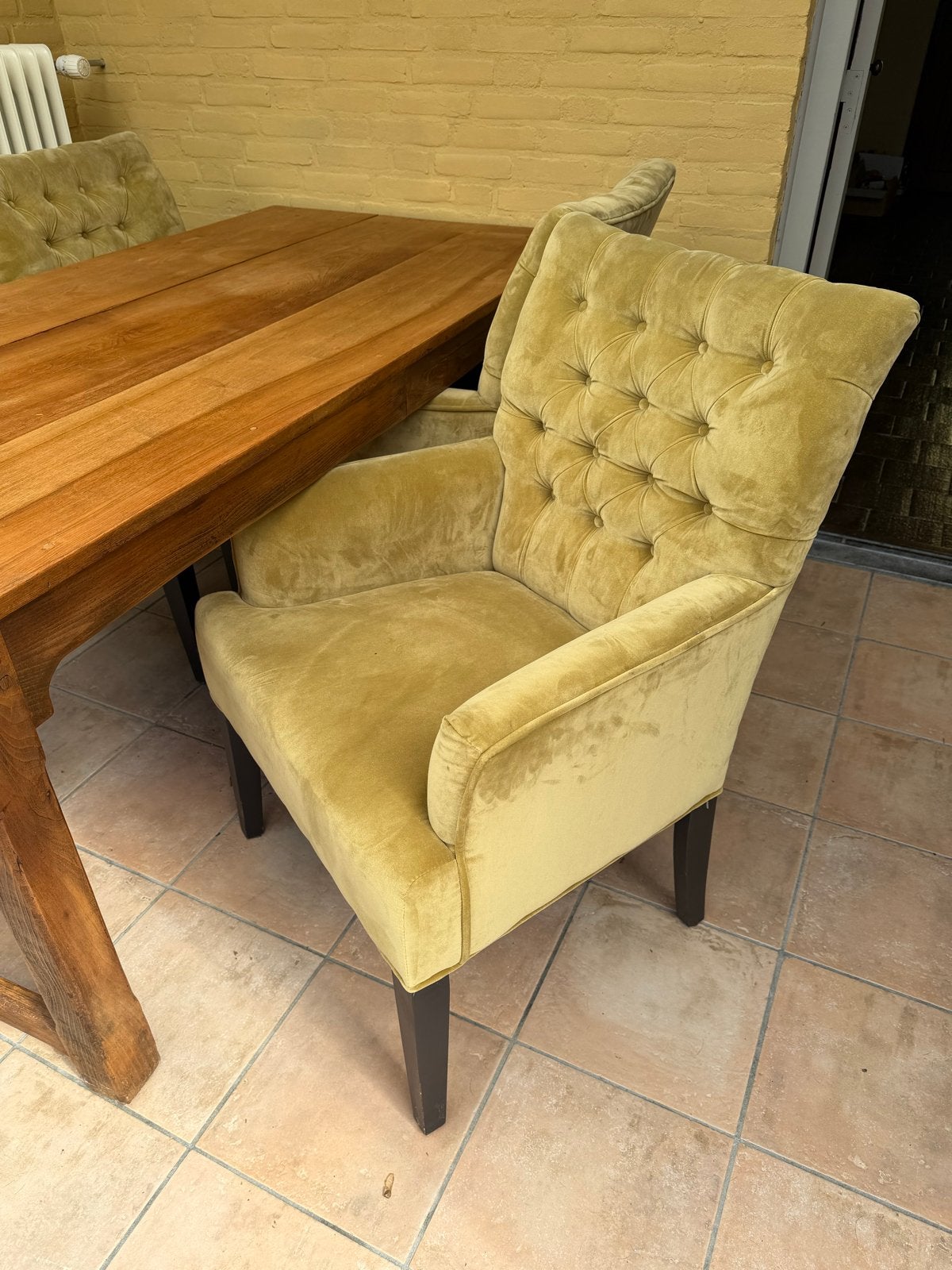 Elegante eetkamerstoelen met chesterfield-details (4 stuks), Ophalen, Gebruikt, Overige kleuren, Vier