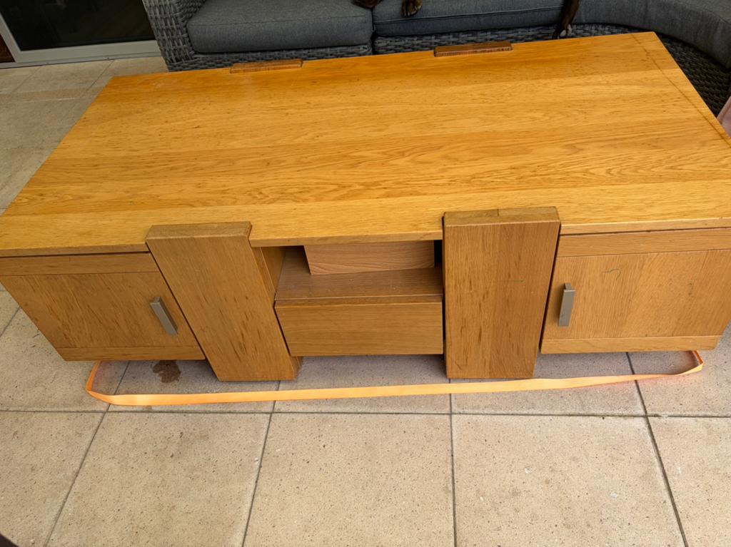 Massieve licht eiken salon tafel, Huis en Inrichting, Gebruikt, 100 tot 150 cm, Ophalen of Verzenden, Minder dan 50 cm
