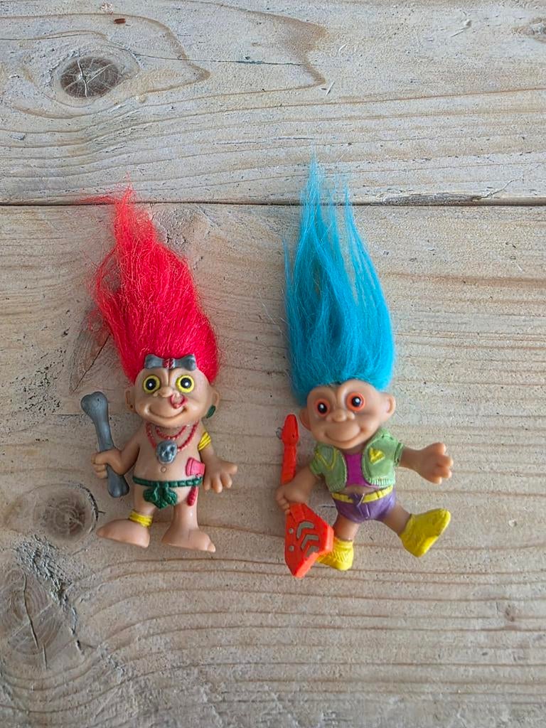 Vintage jaren '90 Trollen – Set van 2 (Holbewoner & Rocker), Verzamelen, Poppetjes en Figuurtjes, Ophalen of Verzenden, Gebruikt
