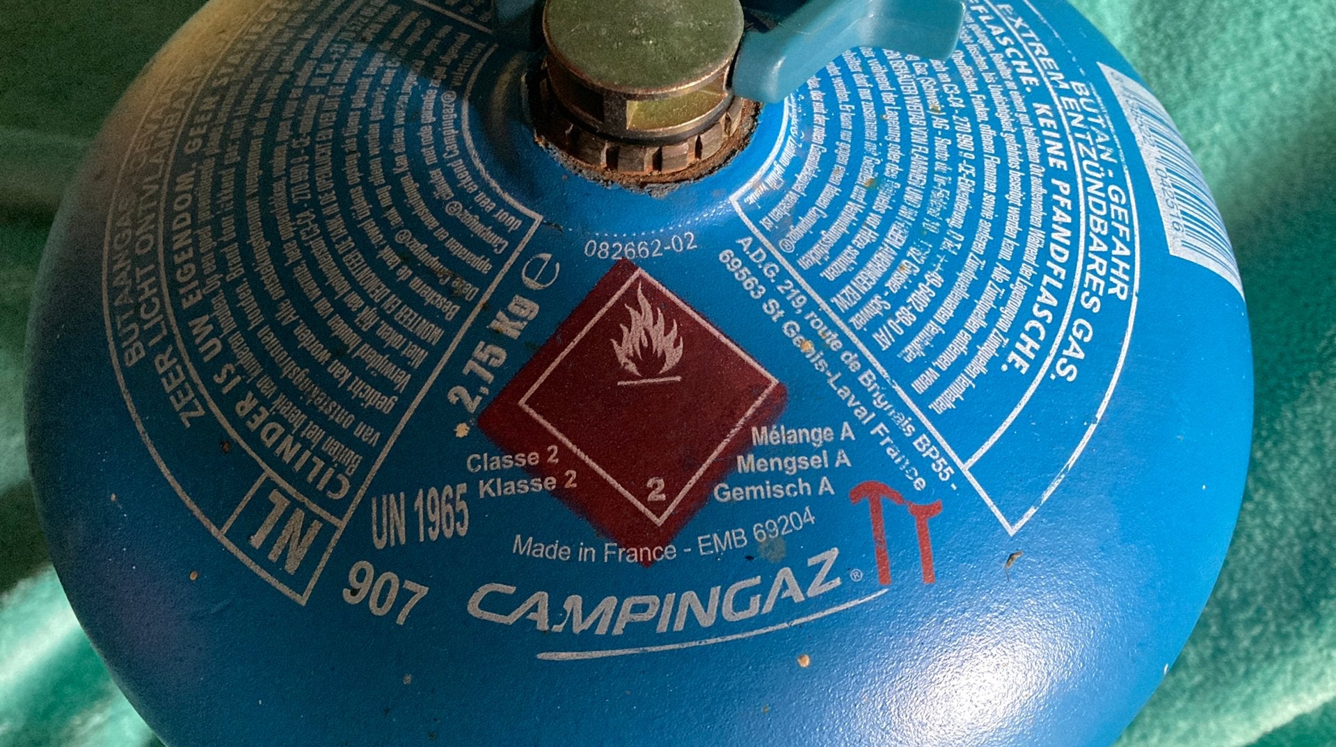 Campingaz 2,75 kg 907 leeg gastank, Ophalen, Gebruikt