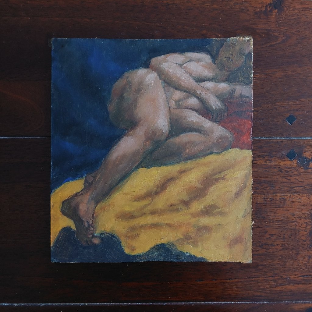 Studie van Vrouwelijk Naaktmodel - Olieverf, Paneel, Portret of Personen, Realistisch, Ophalen of Verzenden