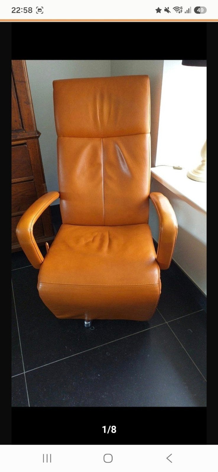 Verstelbare leren relaxfauteuil, Ophalen, Gebruikt, Leer