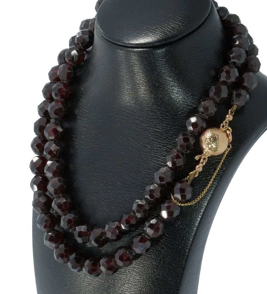Granaat antieke ketting 14k gouden slot vintage dames, Sieraden, Tassen en Uiterlijk, Ophalen of Verzenden, Goud, Ketting, Met edelsteen