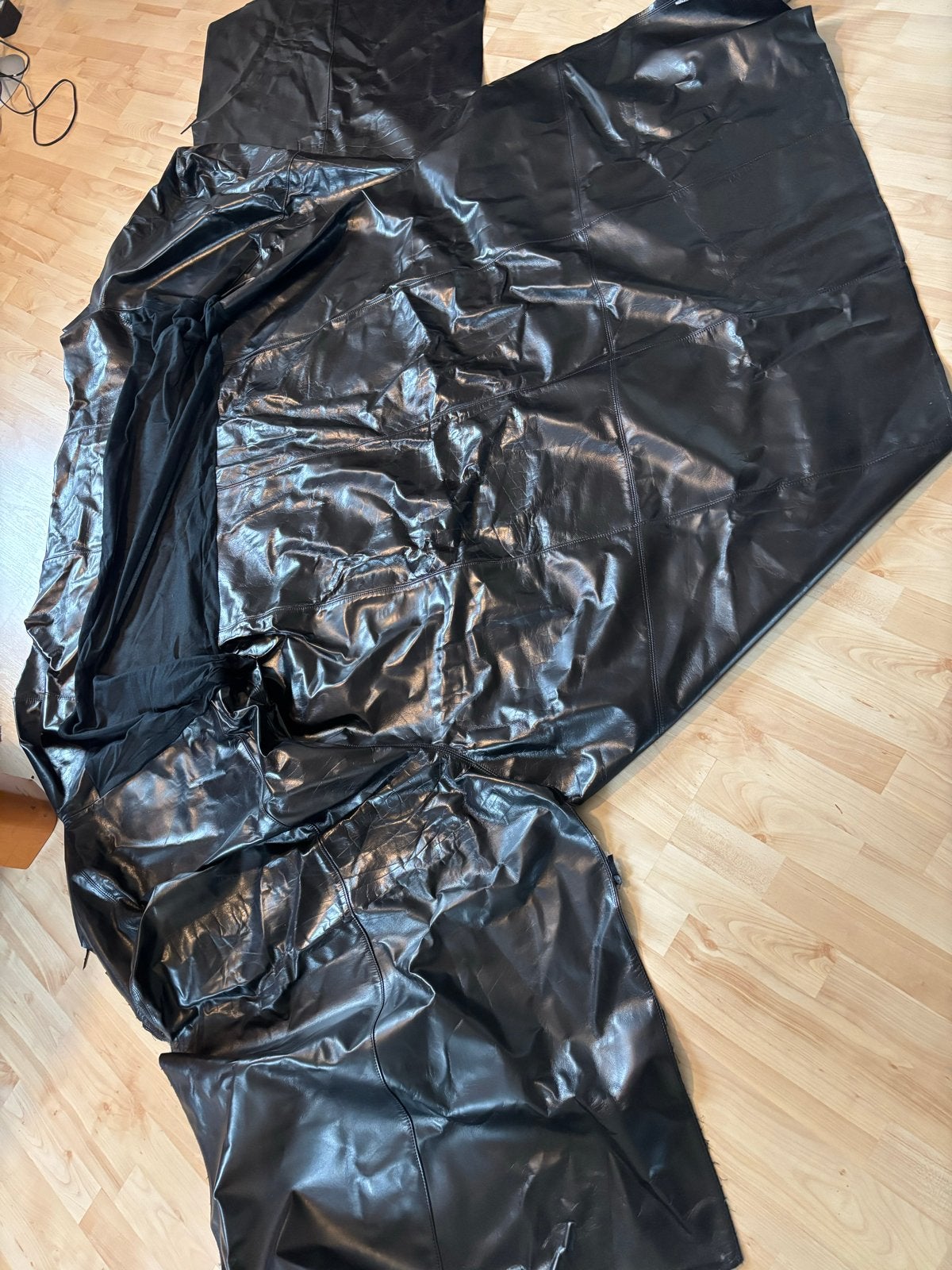 Zwart leren kussenhoes of bekleding, Gebruikt, 120 cm of meer, Zwart, Leer of Kunstleer
