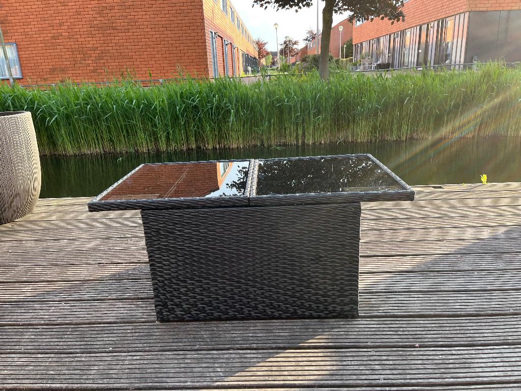 In hoogte verstelbare tuin/loungetafel 2 stuks, Tuin en Terras, Tuintafels, Ophalen, Nieuw, Rechthoekig, Wicker