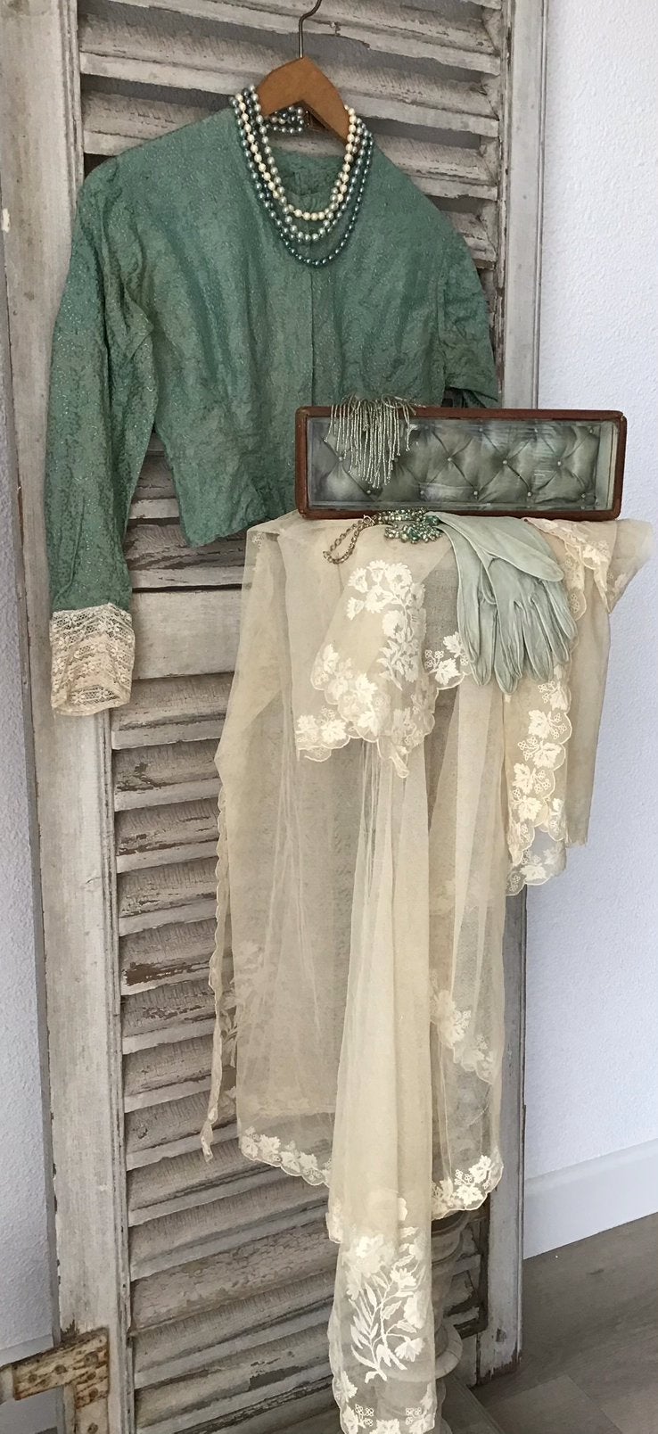 Antieke handschoenen doos/zijde /Napoleon lll-stijl 19 eeuw, Ophalen of Verzenden