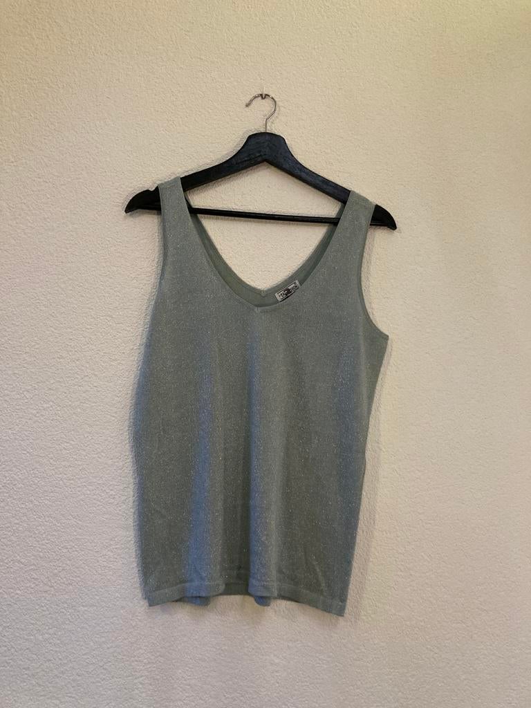 Glittertop hemd lichtblauw, Maat 38/40 (M), Blauw, Ophalen of Verzenden, Zonder mouw