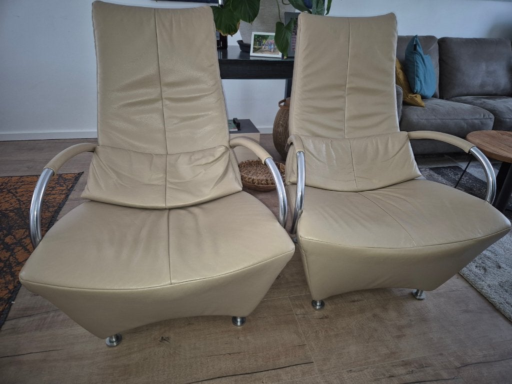 fautuils, Huis en Inrichting, Fauteuils, Zo goed als nieuw, Leer, Metaal, Minder dan 50 cm, 75 tot 100 cm, Ophalen