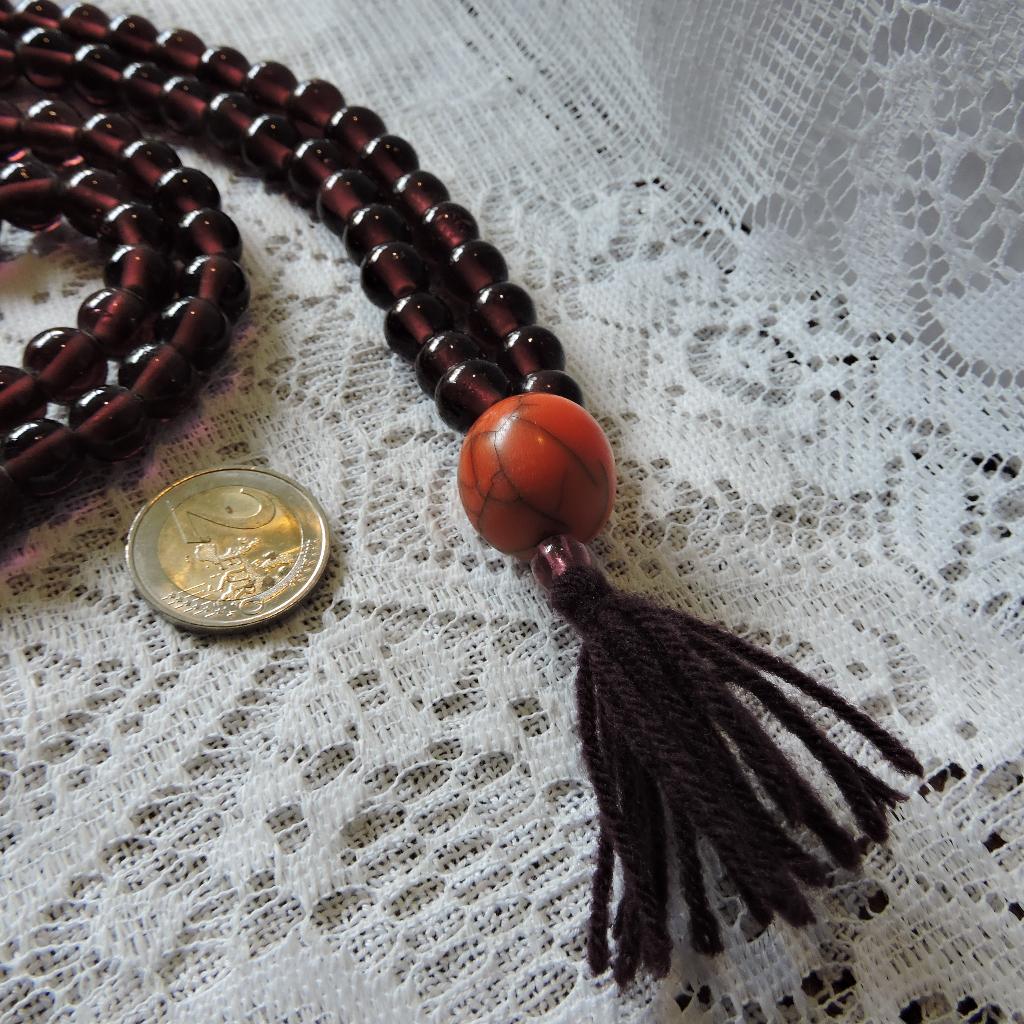 Mooie grote mala gebedsketting 50 cm, Ophalen of Verzenden, Zo goed als nieuw, Paars, Overige materialen