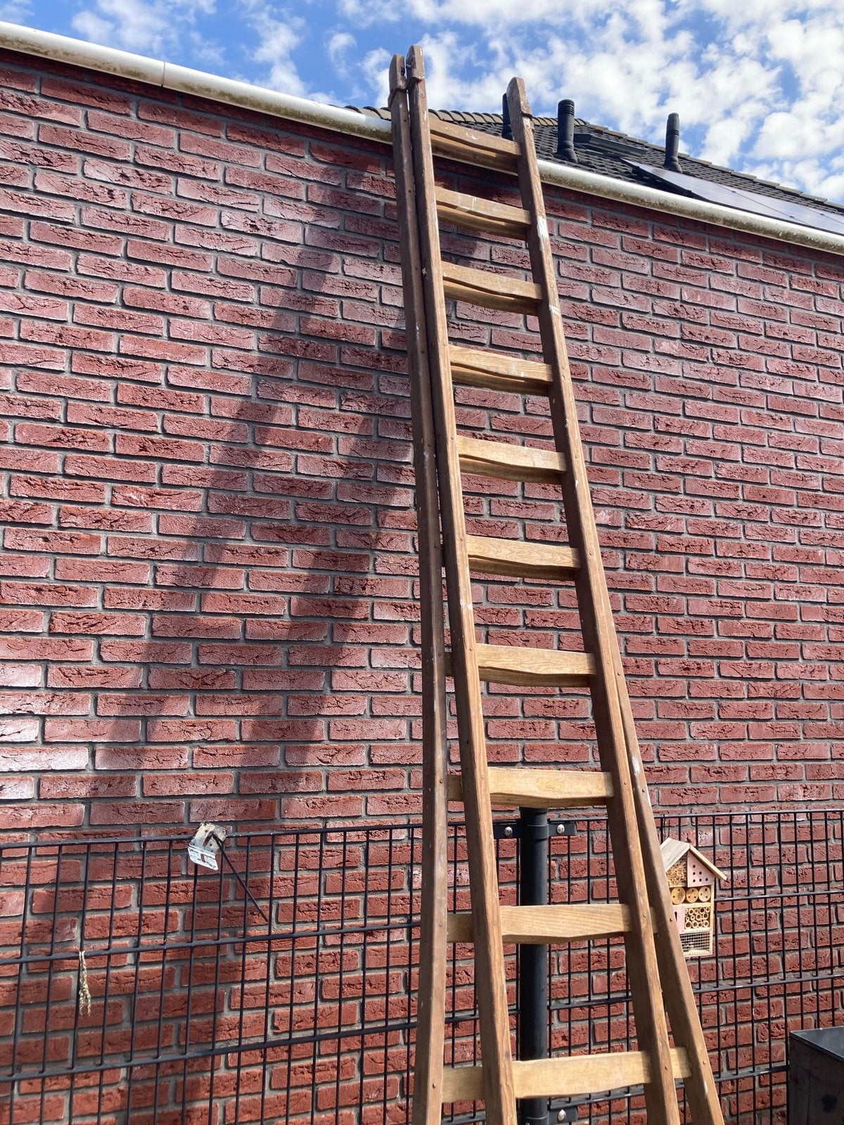 Houten schildersladder 2x340 cm, 13 treden, stevig, Doe-het-zelf en Verbouw, Ladders en Trappen, Ophalen, Gebruikt, Ladder, 2 tot 4 meter