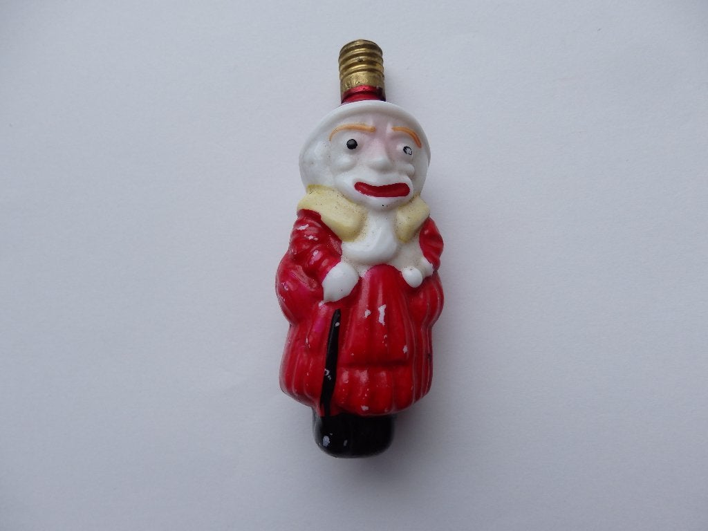 Antiek Figuurlampje man stok muts kerstboom Lampje melkglas, Diversen, Ophalen of Verzenden, Gebruikt