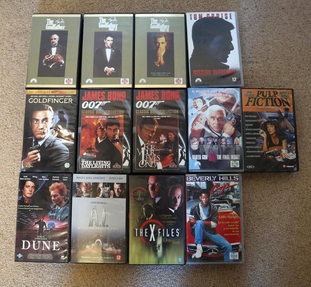 Lot 13x VHS videobanden klassiekers Bond Godfather, Alle leeftijden, Ophalen, Zo goed als nieuw, Actie en Avontuur