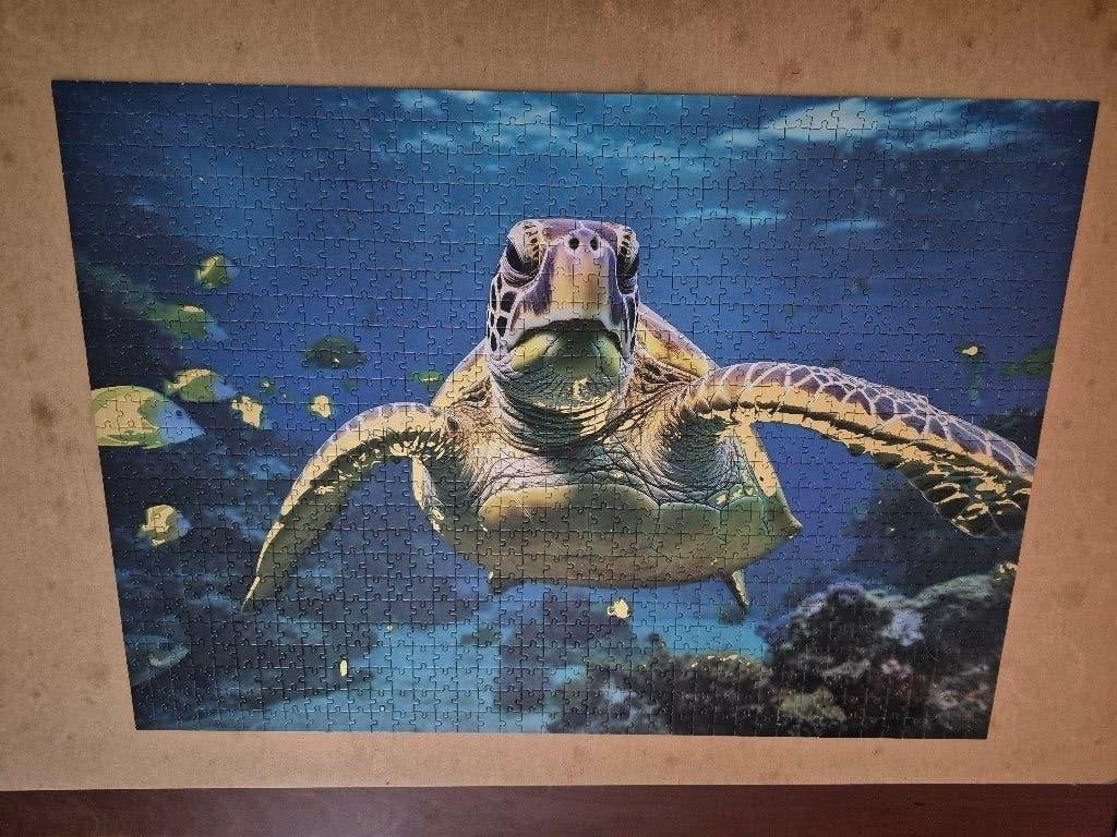 Dierenpuzzel, Reuzenschildpad, 48 x 68 cm, 1000., Ophalen of Verzenden, 500 t/m 1500 stukjes, Gebruikt, Legpuzzel