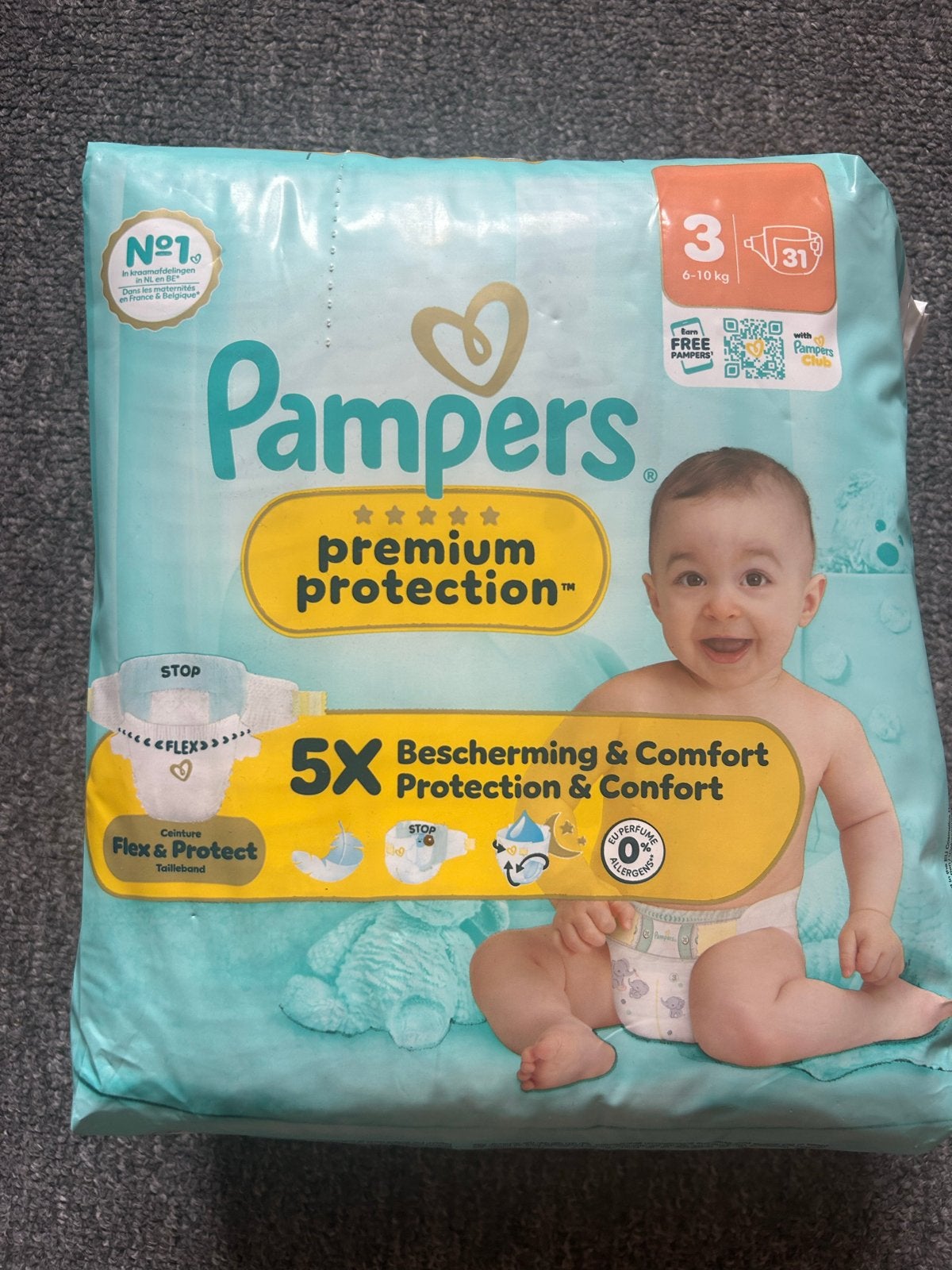 Pampers Premium Protection Luiers Maat 3 (6-10 kg) - 31 stuk, Ophalen of Verzenden, Nieuw