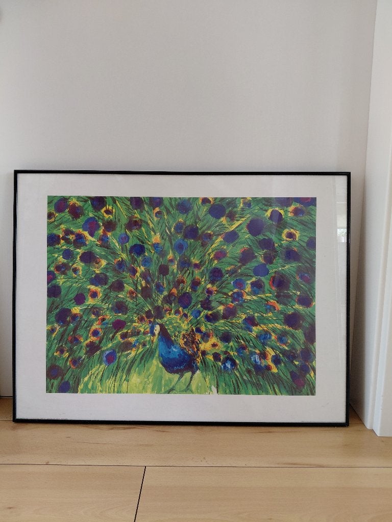 Ingelijste Pauw Kunstprint - 60x80 cm, Ophalen