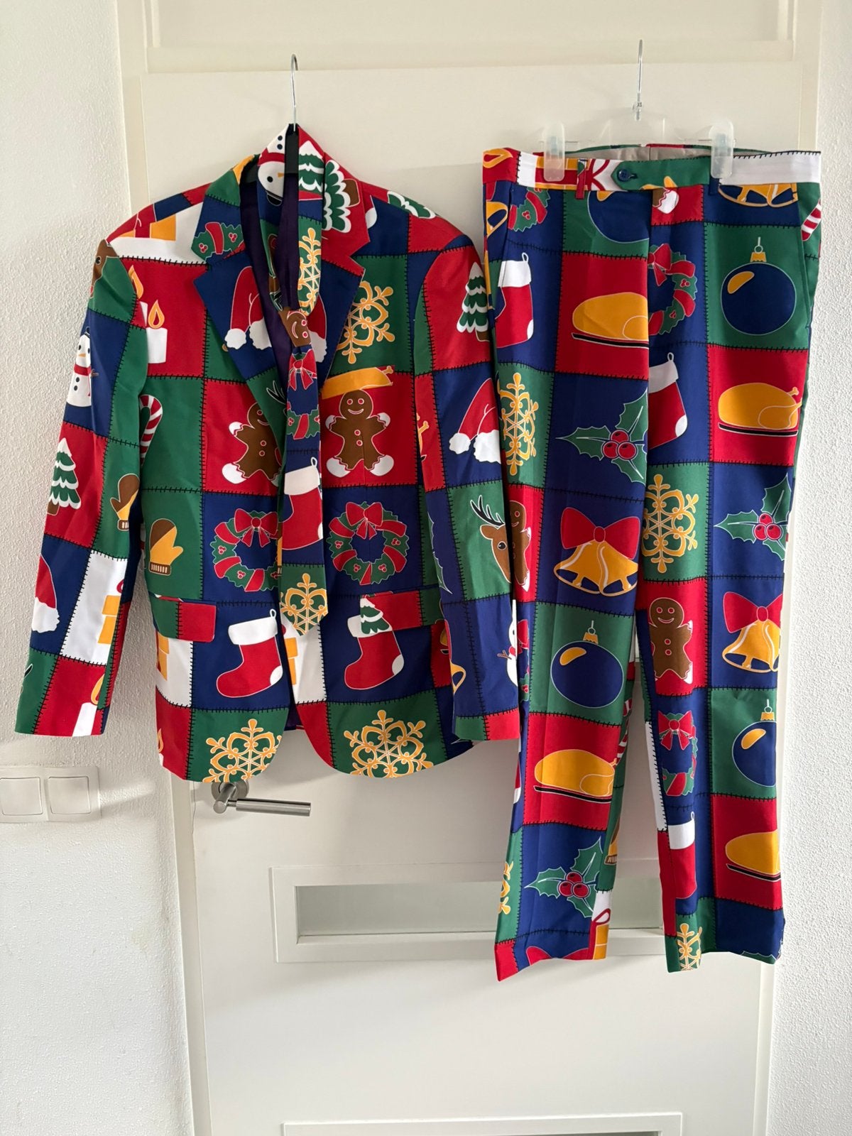 Opposuits Fout kerstpak maat 52, Ophalen of Verzenden, Zo goed als nieuw, Maat 52/54 (L), Kerstmis of Sinterklaas