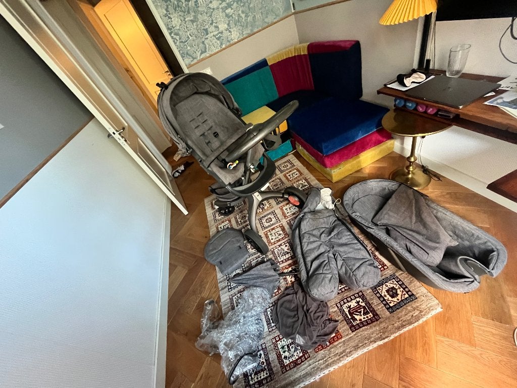 Stokke Xplory kinderwagen compleet met veel accessoires, Gebruikt, Met reiswieg, Ophalen, Kinderwagen