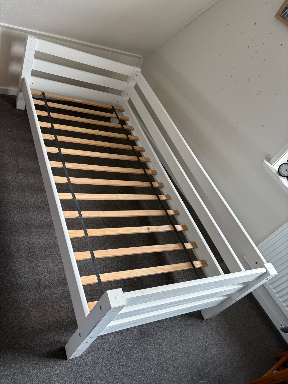 Wit eenpersoonsbed 210x90cm, matras optioneel, Huis en Inrichting, Ophalen, Gebruikt, 90 cm, Eenpersoons