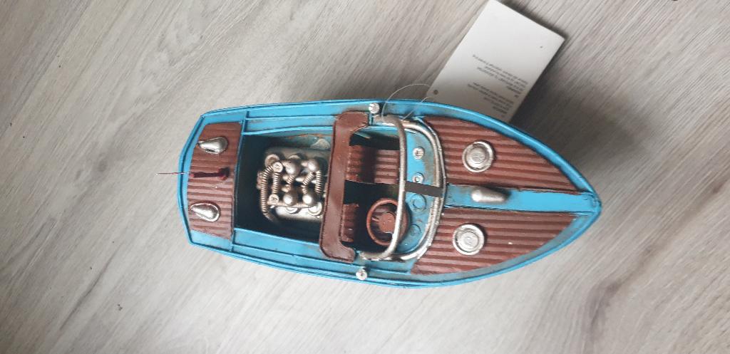 metalen motorboot speed boot sier decoratie blauw, Huis en Inrichting, Overige Huis en Inrichting, Ophalen of Verzenden, Nieuw
