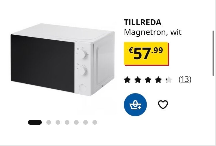 IKEA TILLREDA Magnetron - ZGAN 2 mnd gebruikt, Ophalen, Minder dan 45 cm, Draaiplateau, Vrijstaand