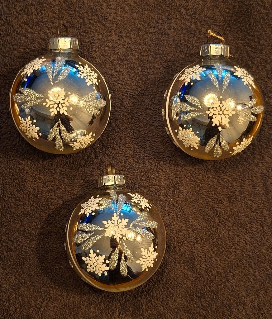 Set van 3 originele glazen kerstballen - Made in GDR, Ophalen of Verzenden, Gebruikt