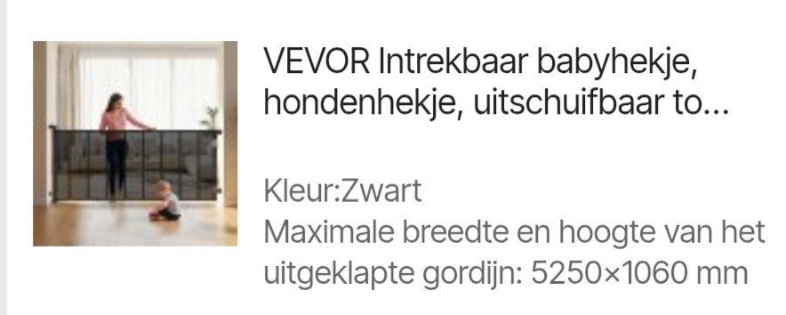 Intrekbaar hekje - Zwart - hond -kinderen, Dieren en Toebehoren, Ophalen of Verzenden, Nieuw