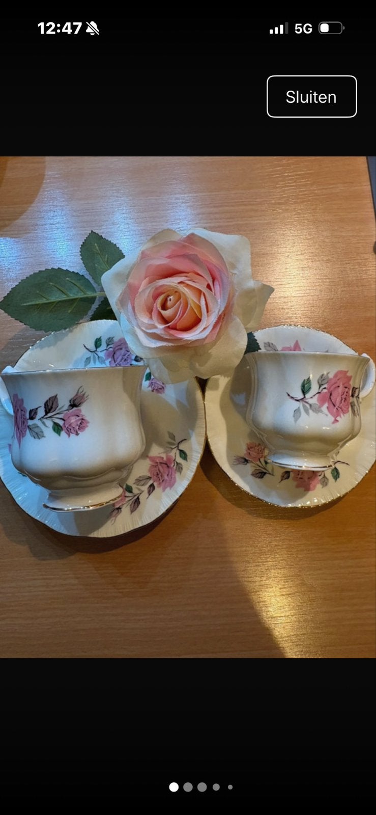 Royal Adderley Fine Bone China kop en schotel rozen, Antiek en Kunst, Ophalen of Verzenden