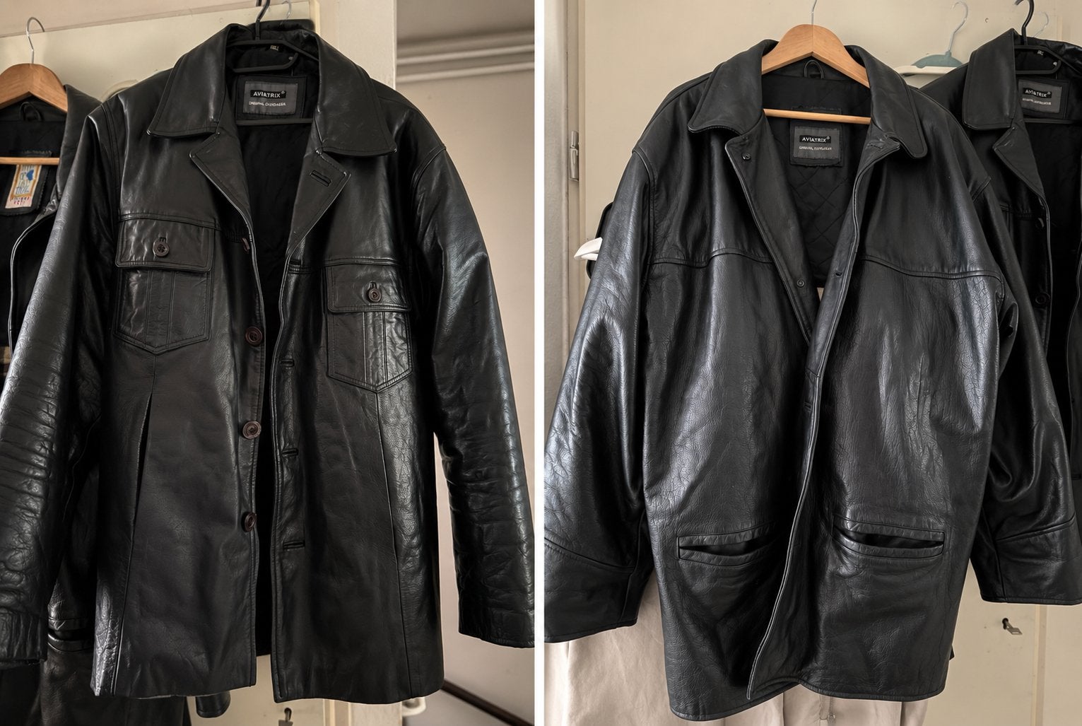 2 Vintage Leren Jassen - Zwart, Ophalen of Verzenden, Gedragen, Overige maten, Zwart