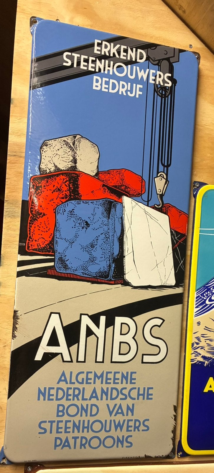 Emaille bod: A.N.B.S.  Langcat Bussum, Ophalen of Verzenden, Zo goed als nieuw