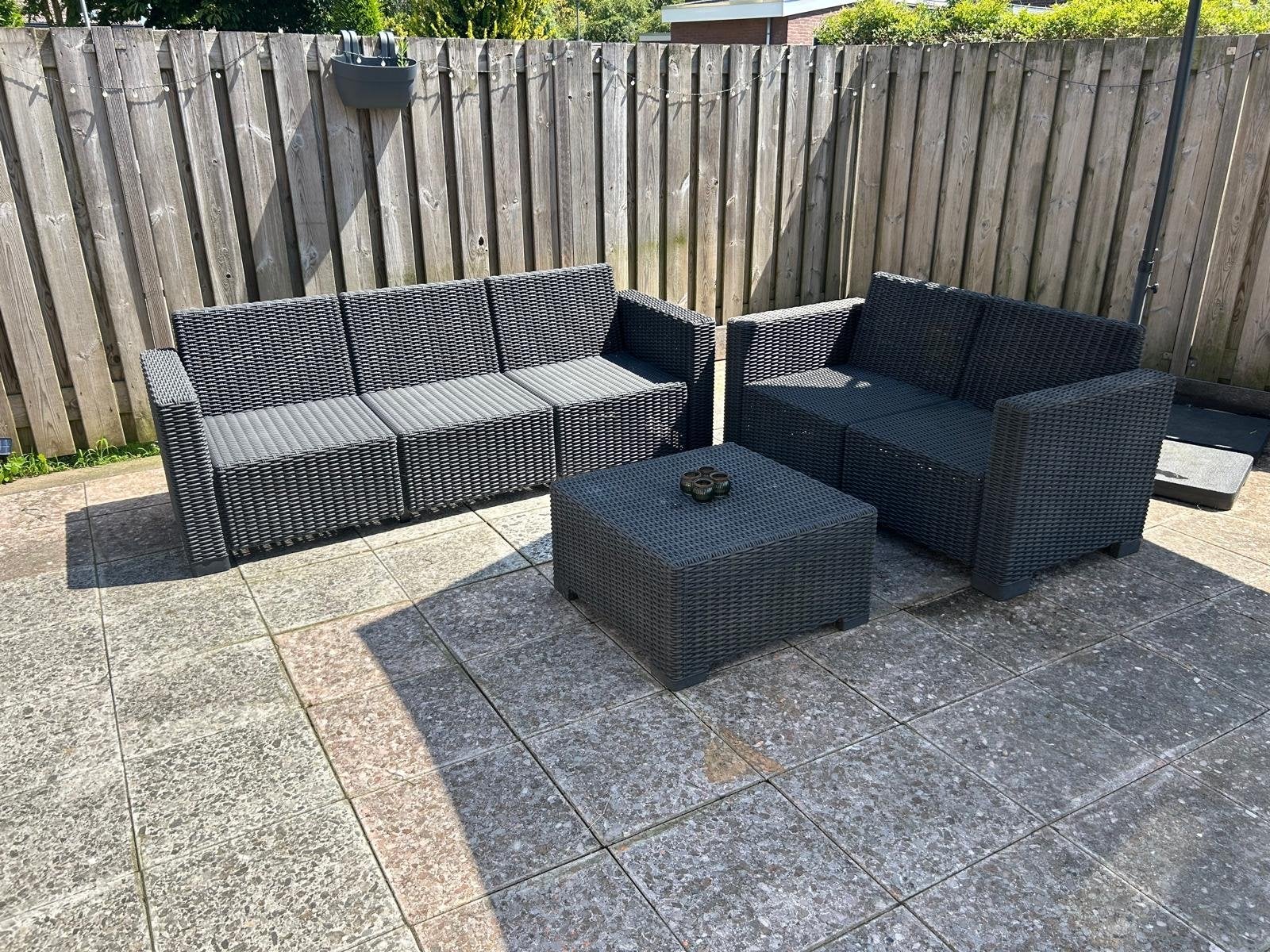Allibert loungeset - grijs, inclusief kussens, Ophalen, 5 zitplaatsen, Kunststof, Gebruikt