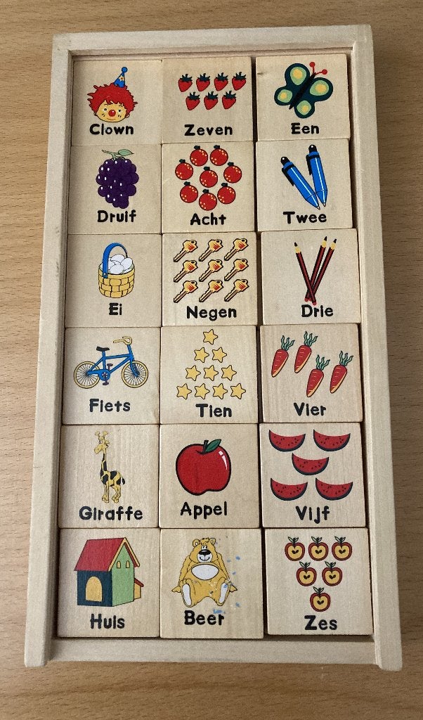 Leer het alfabet, houten letters & cijfers in opbergdoos, Ophalen of Verzenden, Zo goed als nieuw, Overige typen
