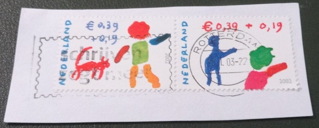 Kinderzegels - 2114a en b - 2002 - Paar - Kleur - PNe01-13, Postzegels en Munten, Postzegels | Nederland, Verzenden, Na 1940, Gestempeld