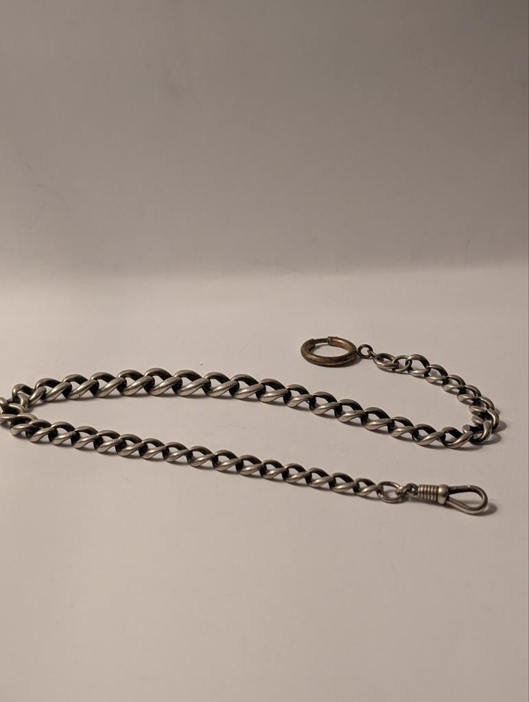 Zware Sterling Zilveren Zakhorlogeketting – 50g - gekeurd, Antiek en Kunst, Antiek | Goud en Zilver, Zilver, Ophalen of Verzenden