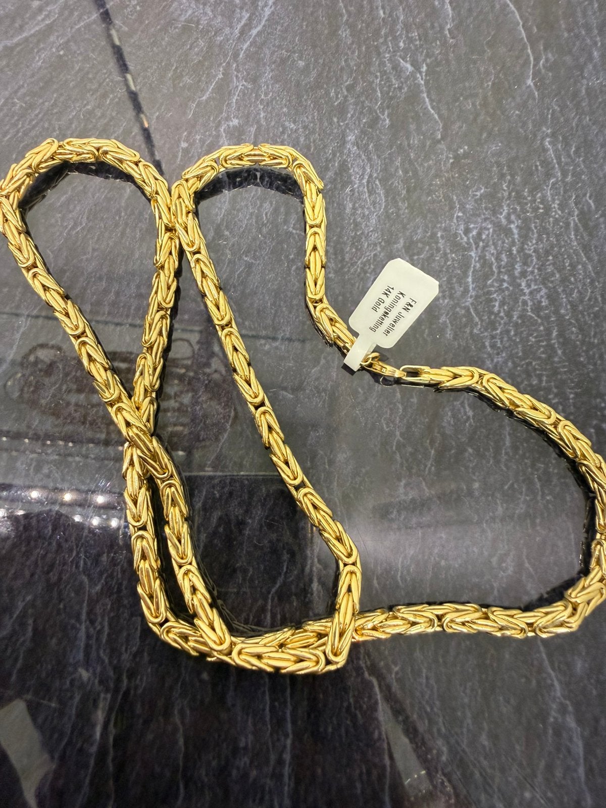 Prachtige 14 karaats gouden koningsketting 60 cm , 4 mm, Ophalen of Verzenden, Nieuw, Goud