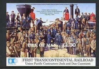 Isle of Man- 1992- blok = motief Treinen, Ophalen of Verzenden, Postfris