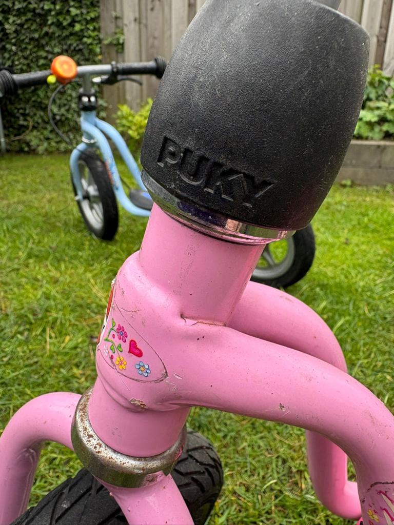 Puky loopfiets roze, Ophalen, Gebruikt, Velgrem, Minder dan 16 inch