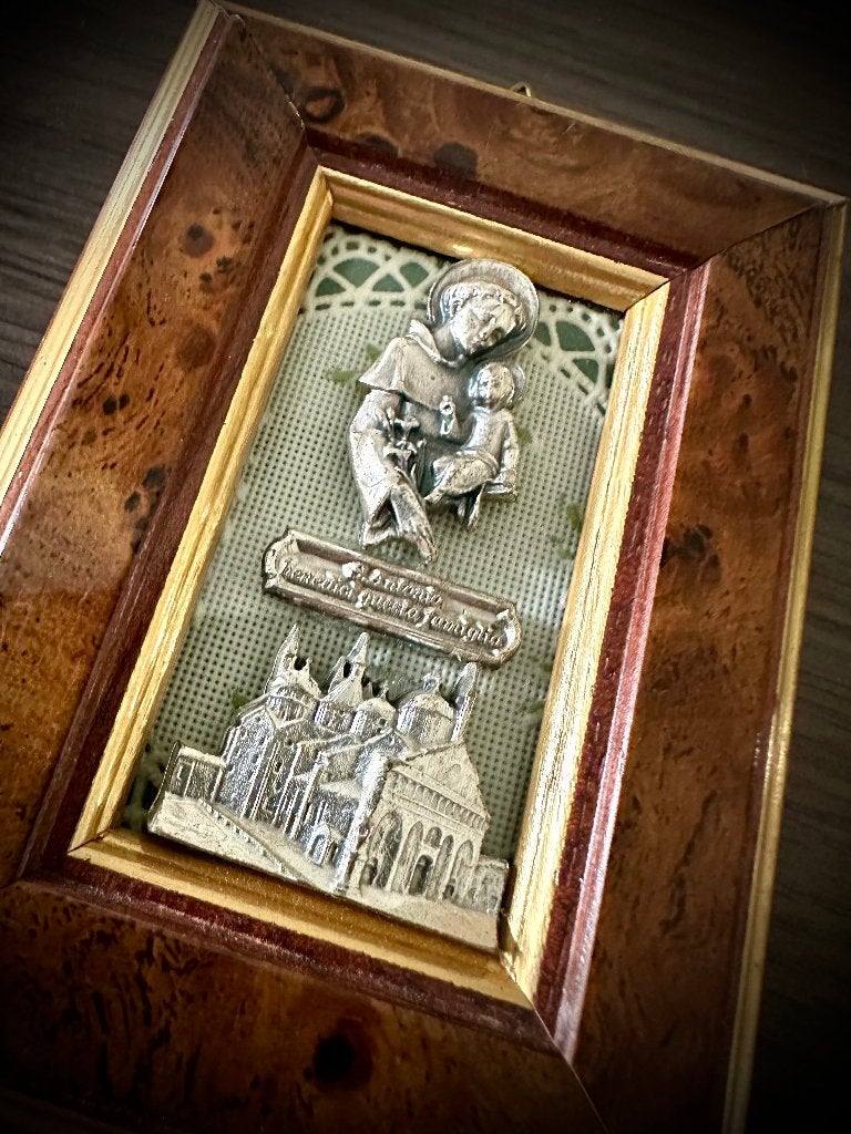 Antiek Vintage Religie Schilderijtje S Antonio curiosa lijst, Verzenden