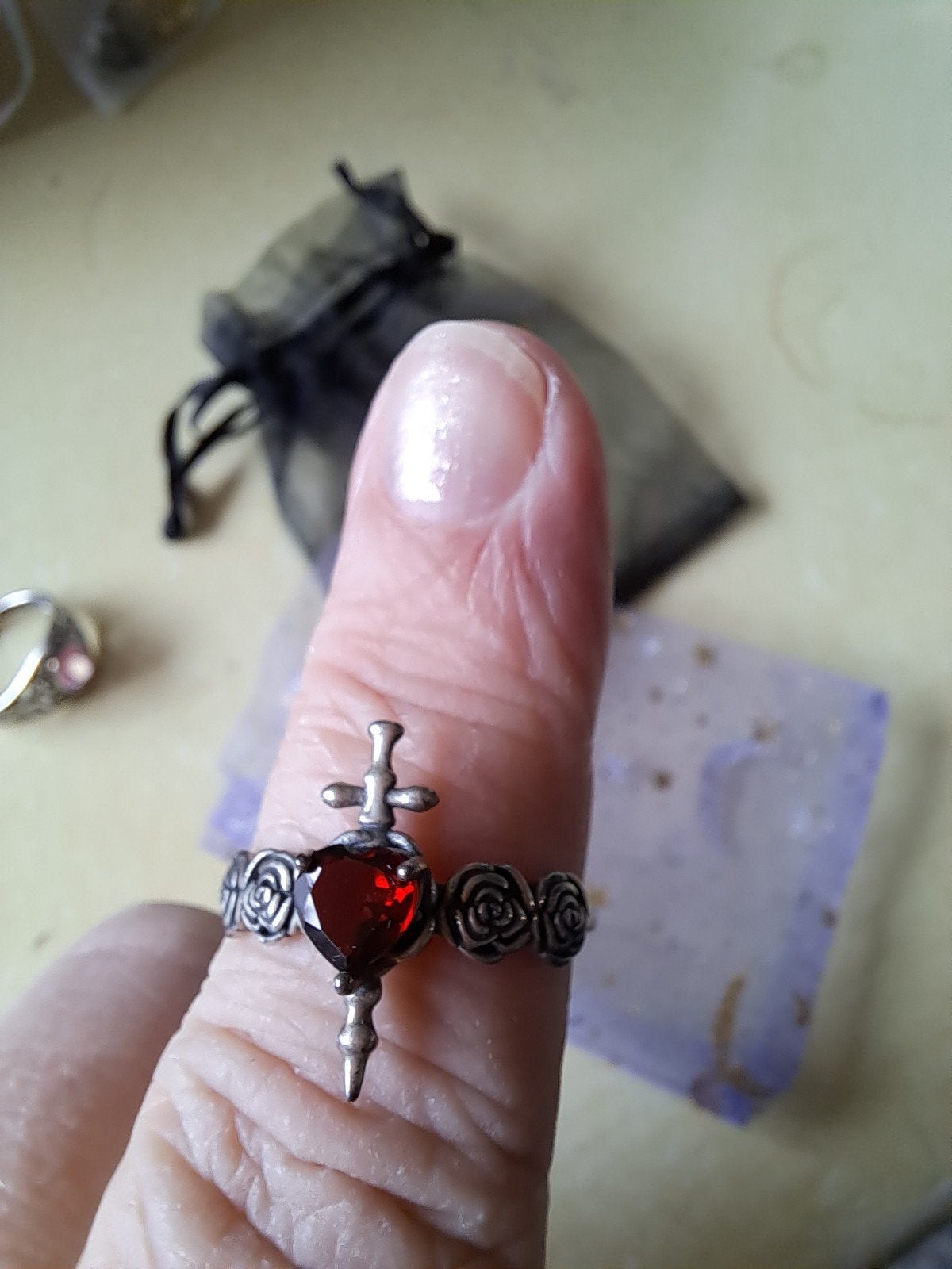 Ring echt zilver granaat in maat verstelbaar, Ophalen of Verzenden, Zilver, Zilver, Dame