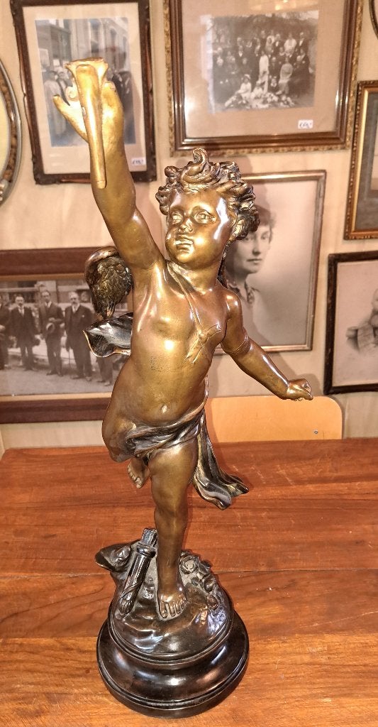 Echt brons beeld van een putto putti of cherubijn heel mooi, Ophalen