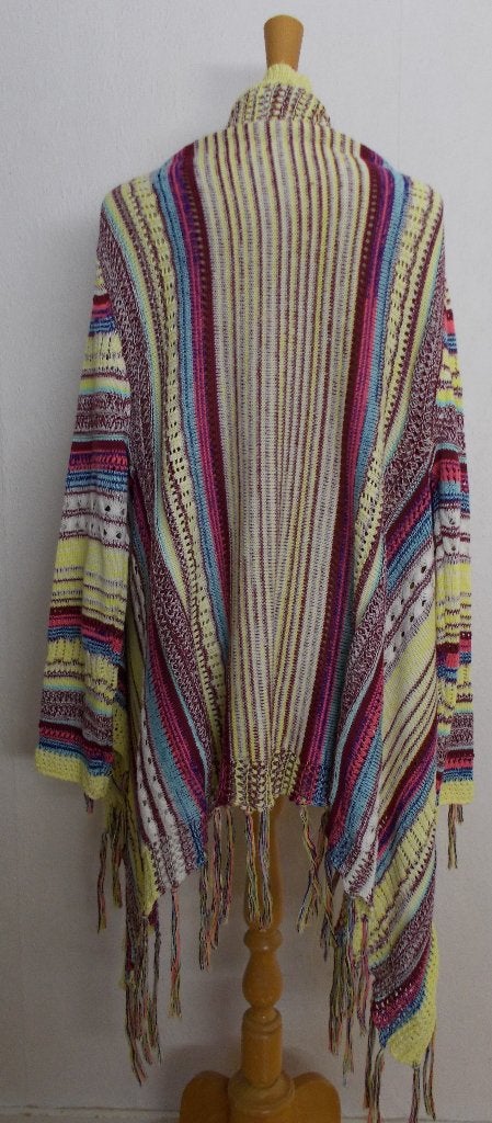 Fleurig sorbetgeel boho vest! L, Ophalen of Verzenden, Zo goed als nieuw, Maat 42/44 (L), Meerkleurig