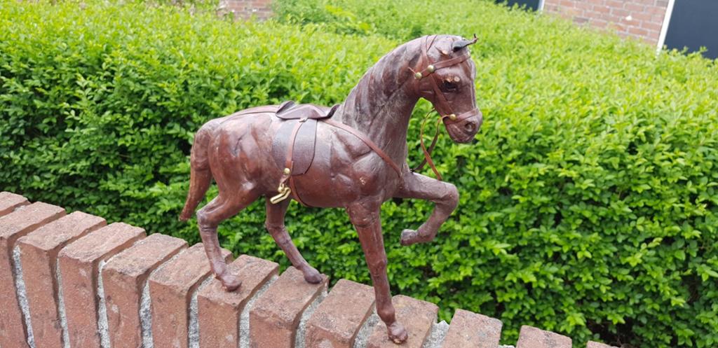 Vintage echte leren woonwagen paardje paard, Ophalen