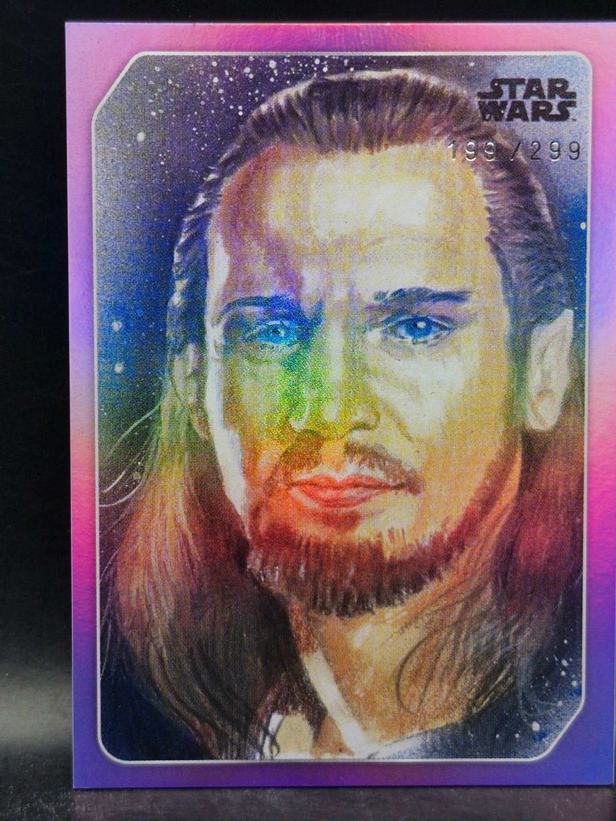 jedi qui gon jinn star wars Limited edition 299/199 topps, Verzamelen, Star Wars, Verzenden, Zo goed als nieuw, Actiefiguurtje
