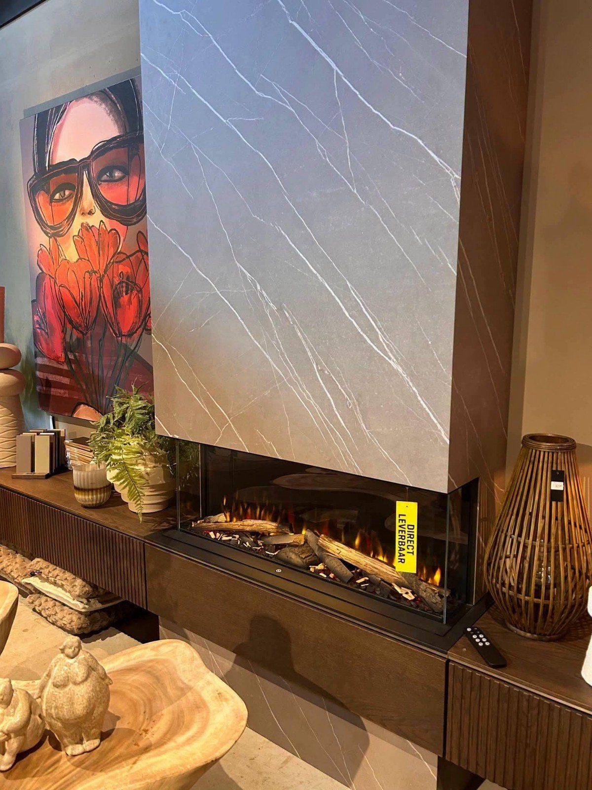 TV Wandmeubel met Haard, Ophalen, Nieuw, Hangende haard, Elektrische haard